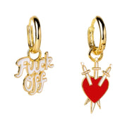 F Off & Heart Earrings