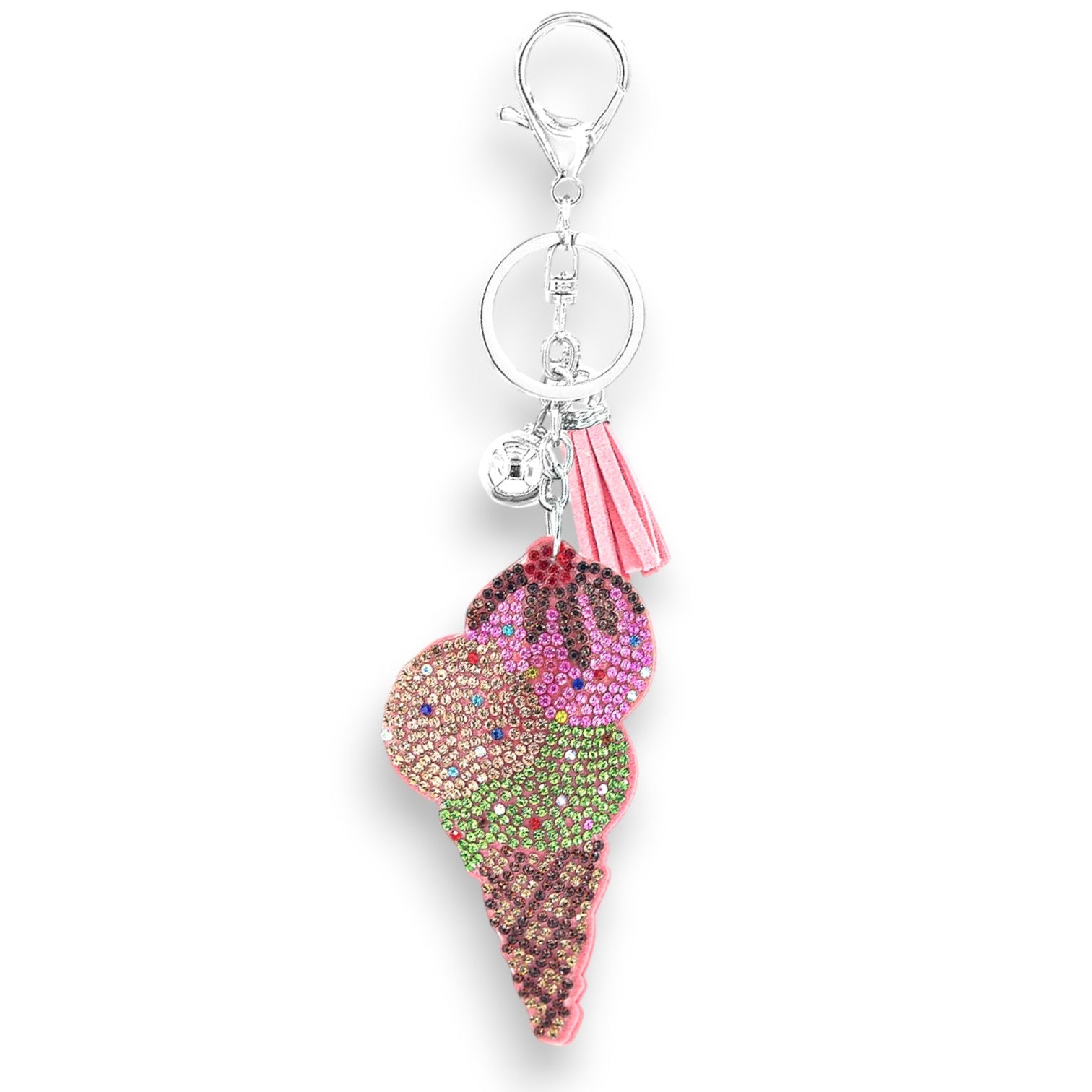 Rhinestone Ice Cream Cone Keychain