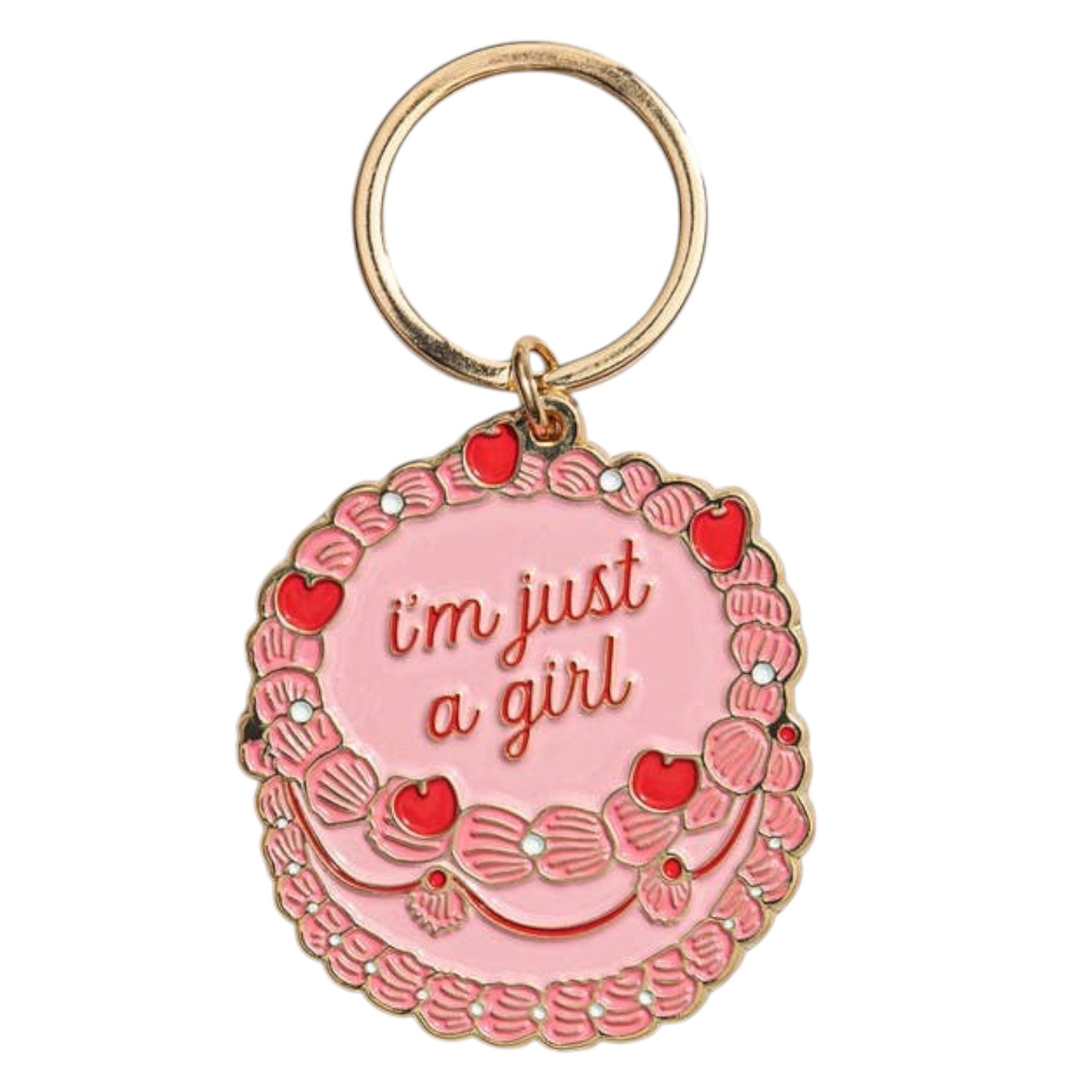 Just A Girl Enamel Keychain