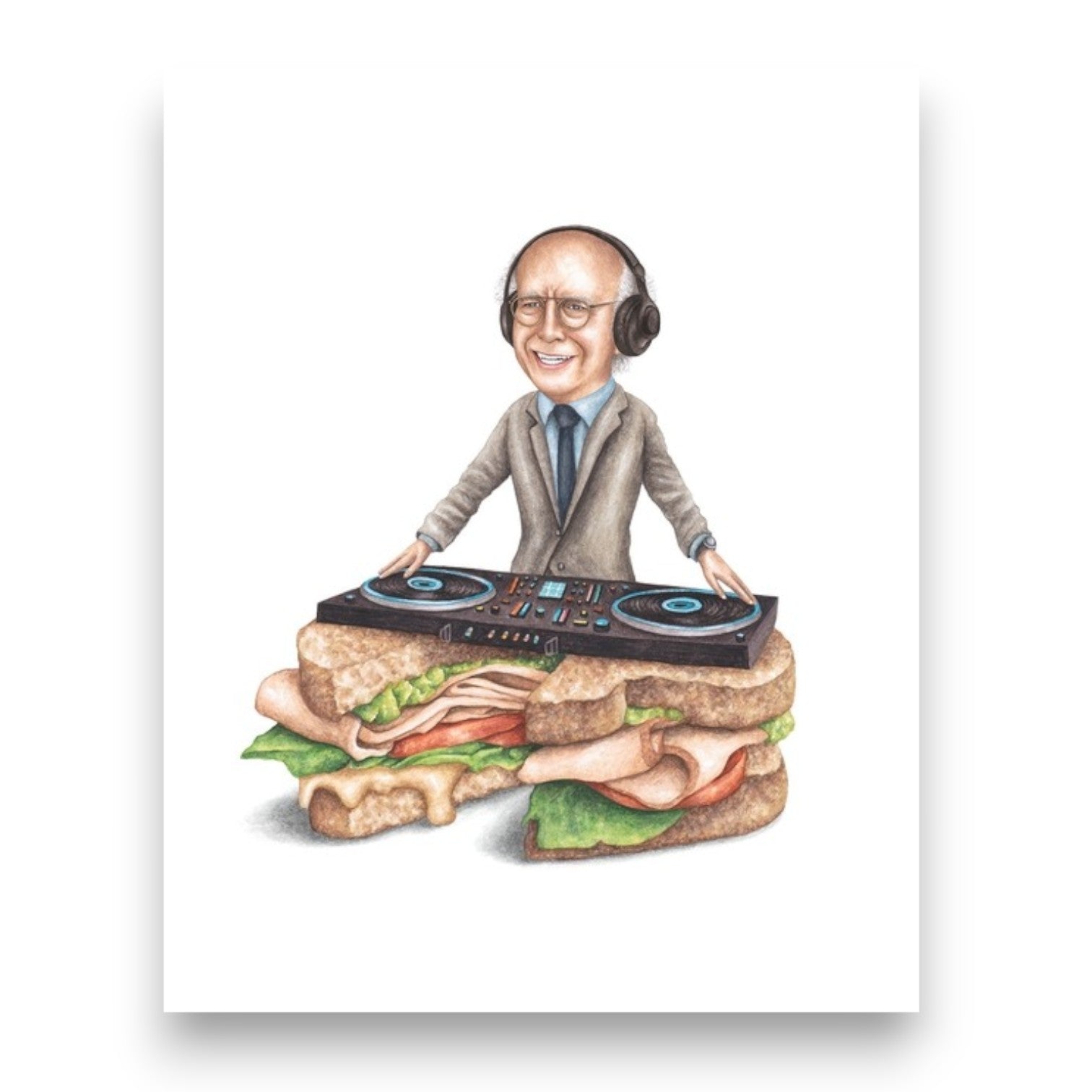 Larry David DJ On Sandwich Print