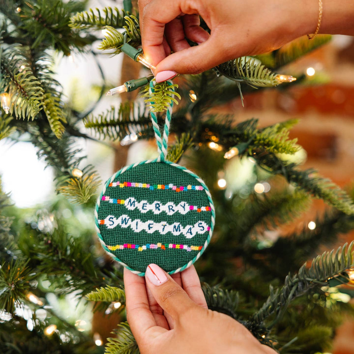 Merry Swiftmas Needlepoint Ornament