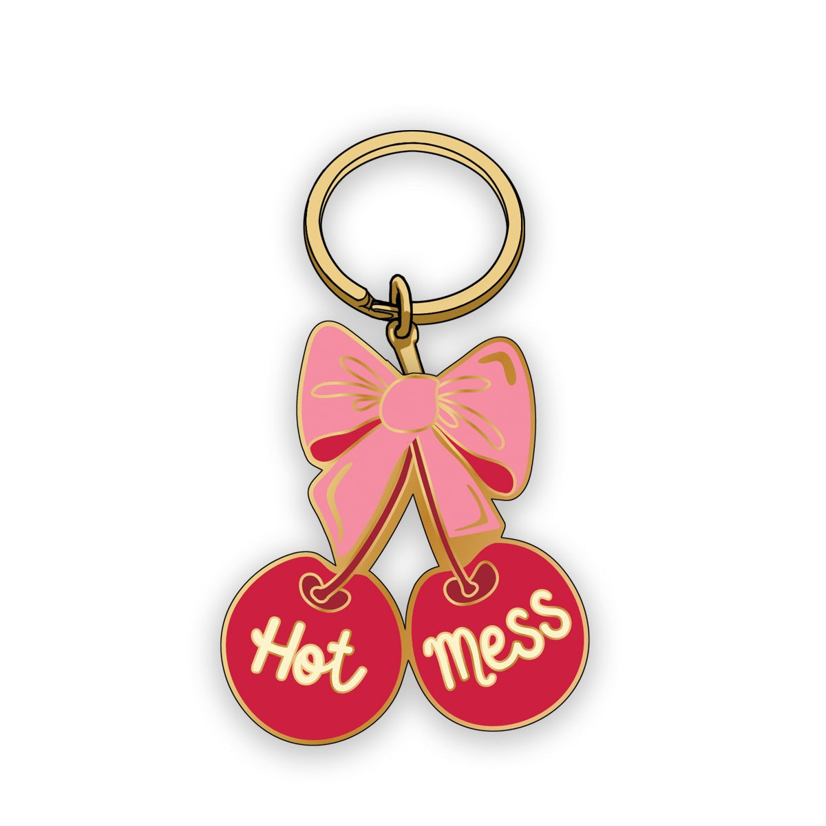 Hot Mess Cherries Enamel Keychain