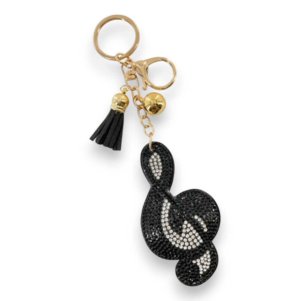Rhinestone Music Note Keychain