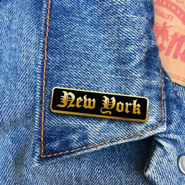 New York (Old English) Pin