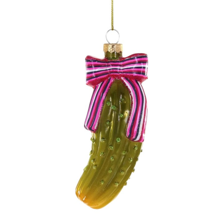Pickle With Bow Ornament