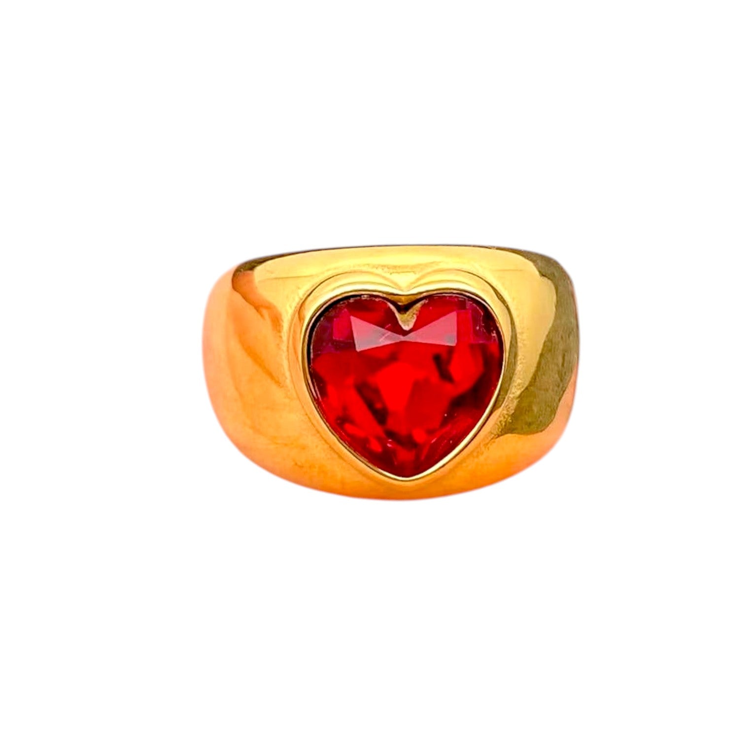 Red Heart Gold Ring
