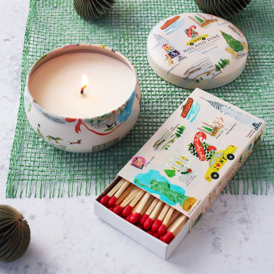 Holiday In New York Tin Candle And Match Set