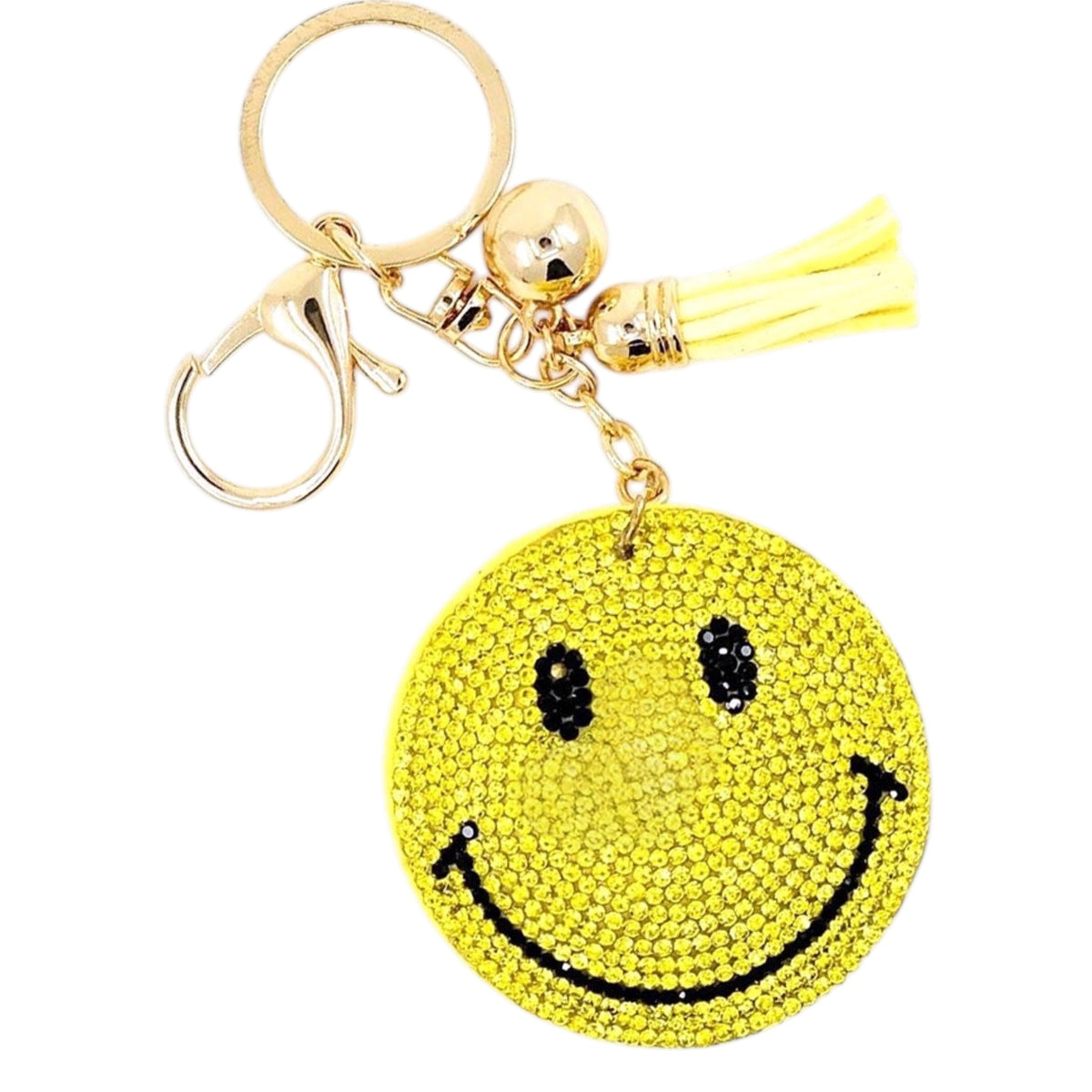 Rhineetone Smiley Face Keychain