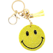 Rhineetone Smiley Face Keychain