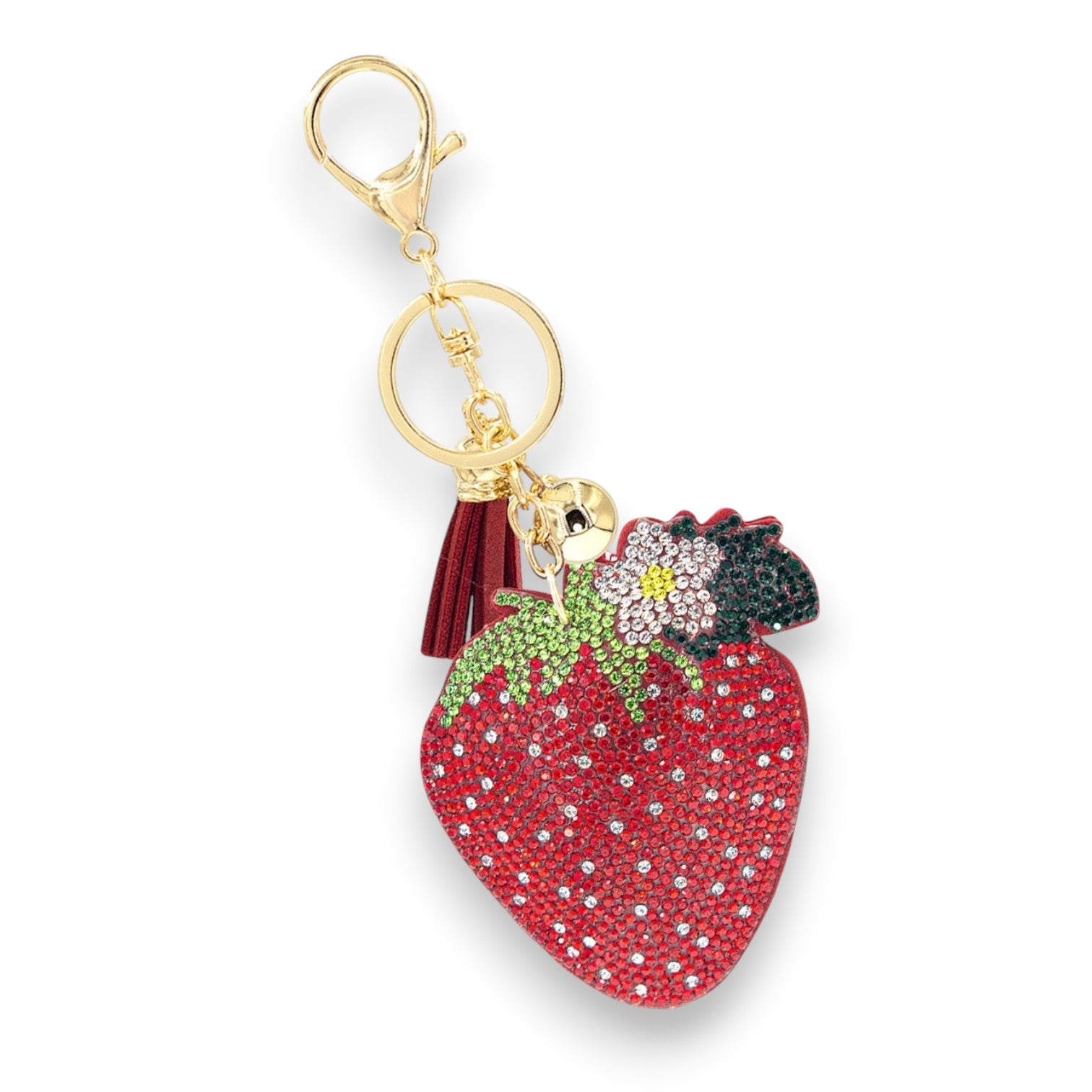Rhinestone Strawberry Flower Keychain