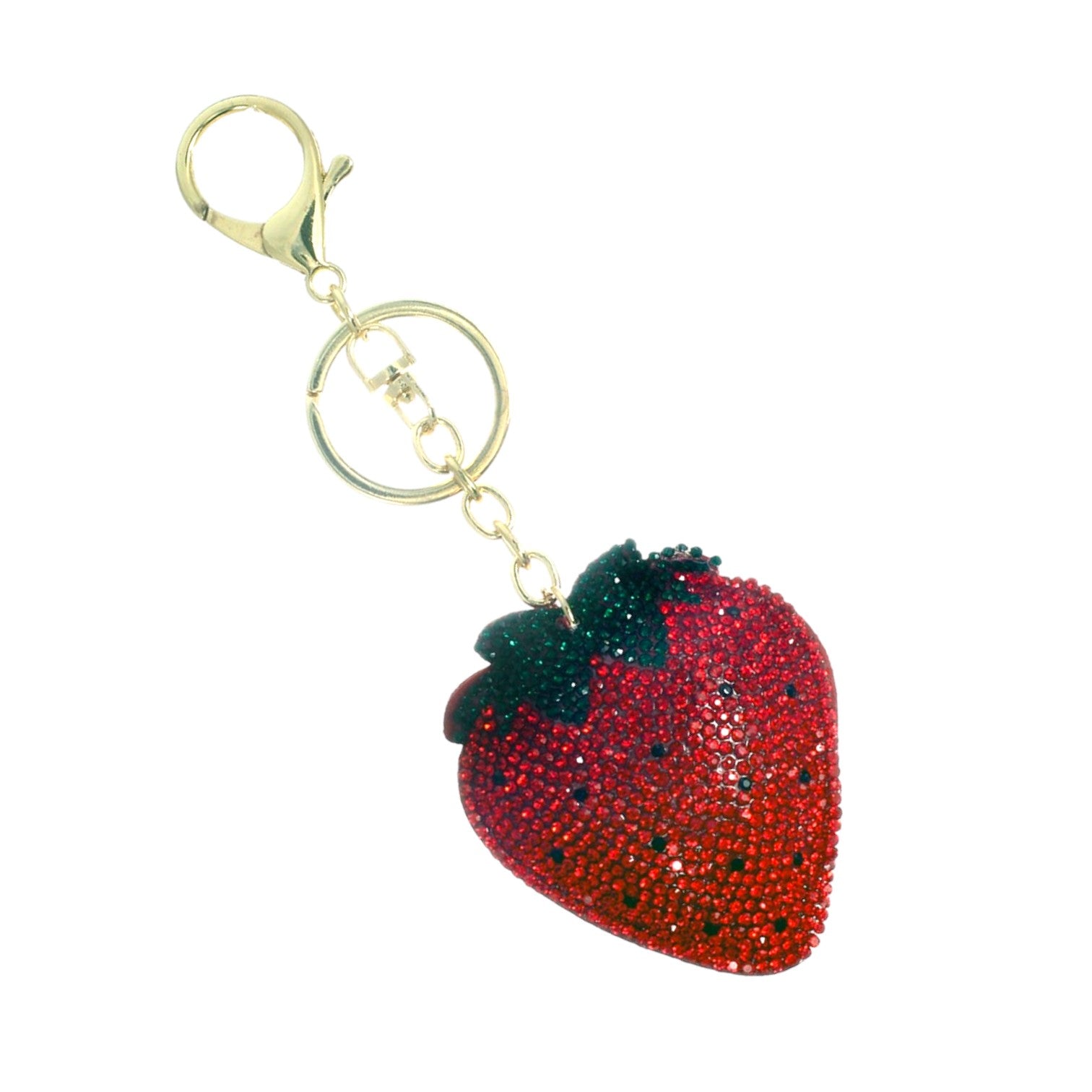 Rhinestone Strawberry Keychain