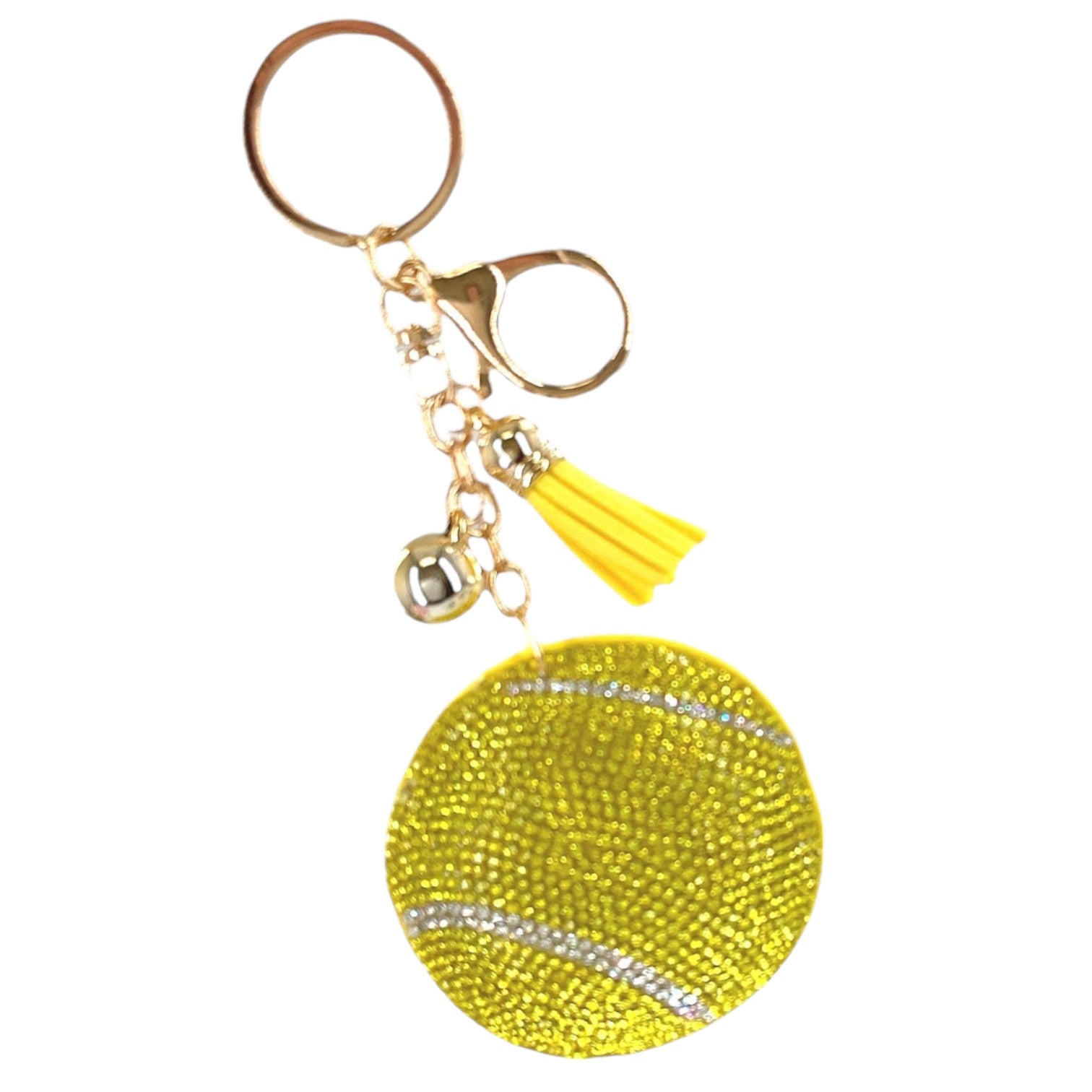 Rhinestone Tennis Ball Keychain