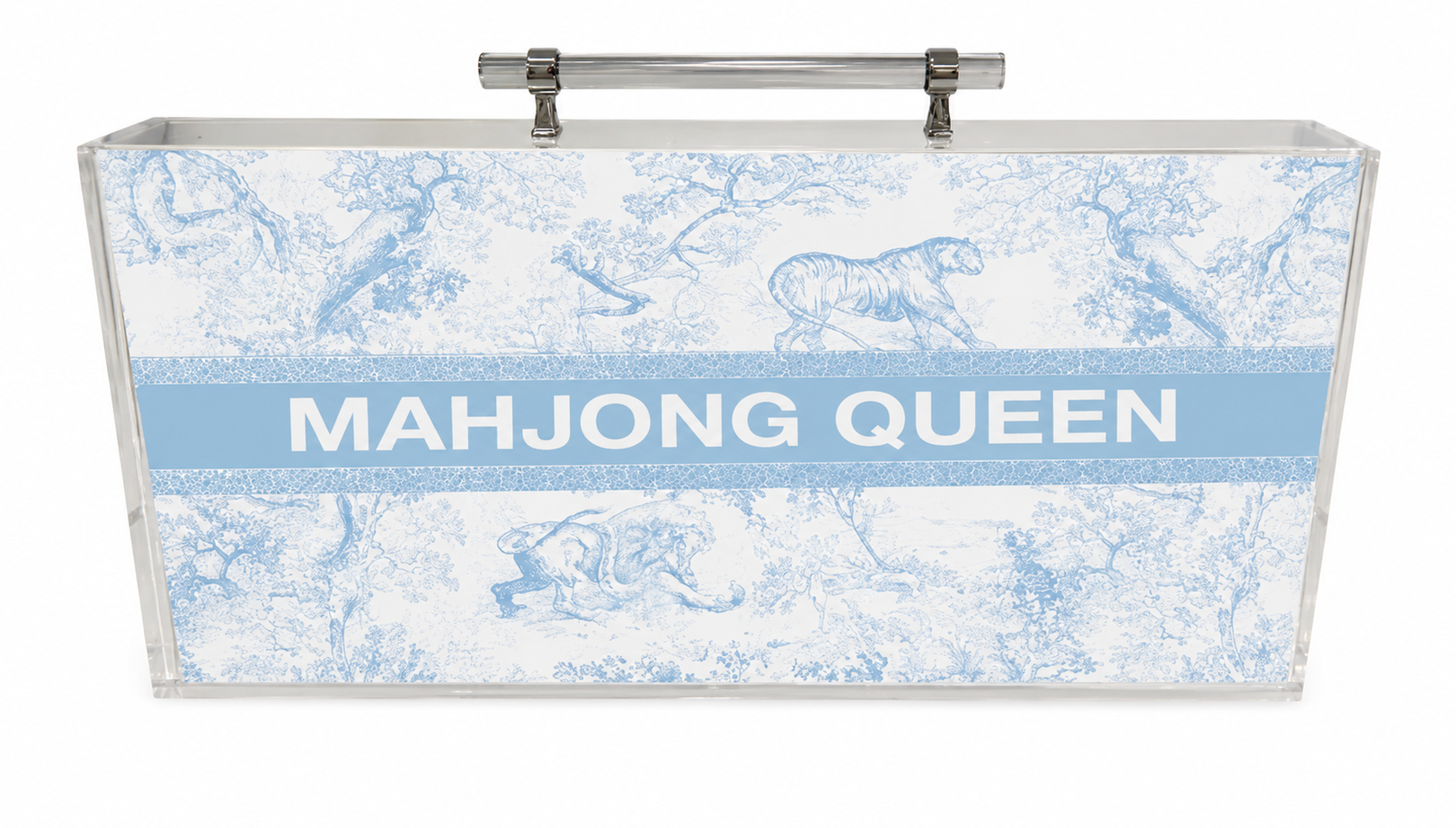 Blue Toile Mahjong Set